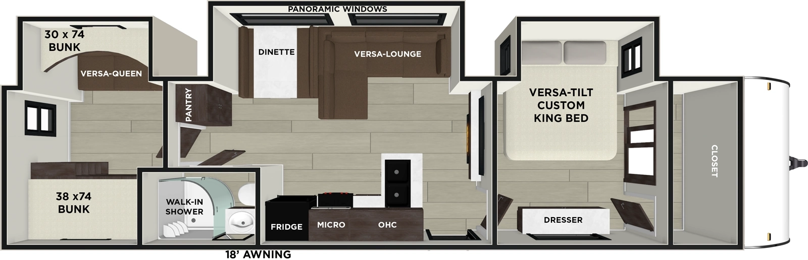 The Salem 33TS has one entry and three slide outs. Exterior features include: metal or fiberglass exterior, 18' awning and outside kitchen. Interiors features include: bunk beds and front bedroom.